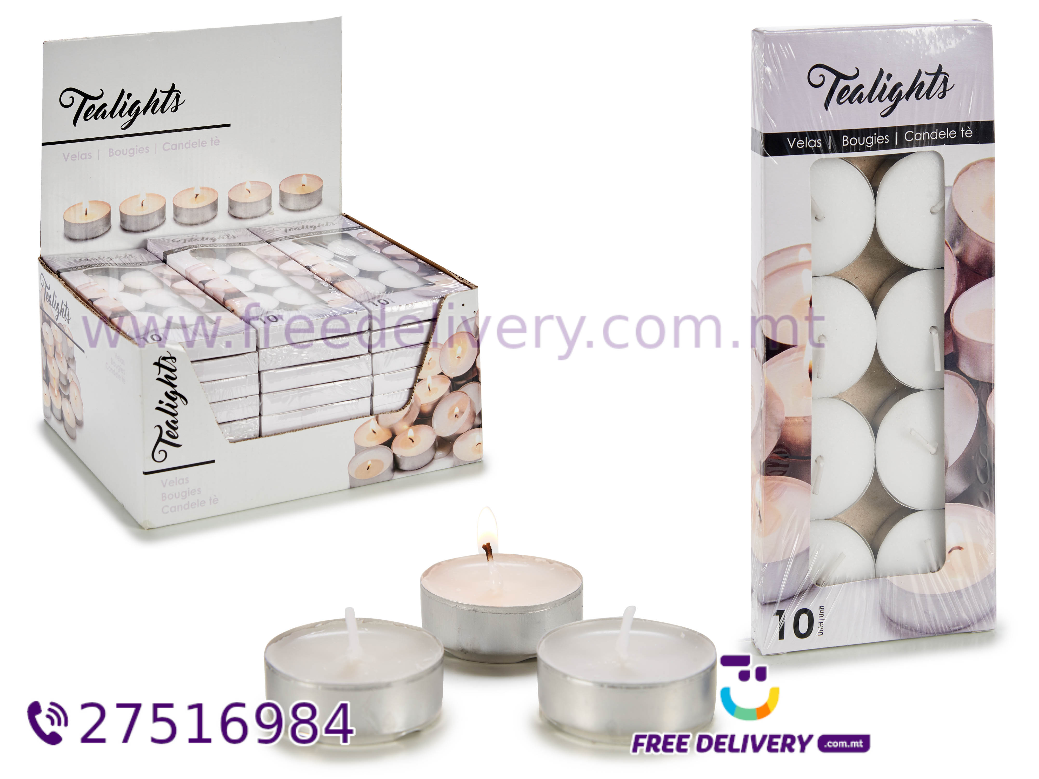 10 SMALL TEALIGHT CANDLES 10GR WHITE AR387875