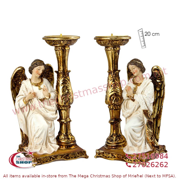 PAIR OF KNEELING ANGELS WITH CANDLE HOLDER. JA162636