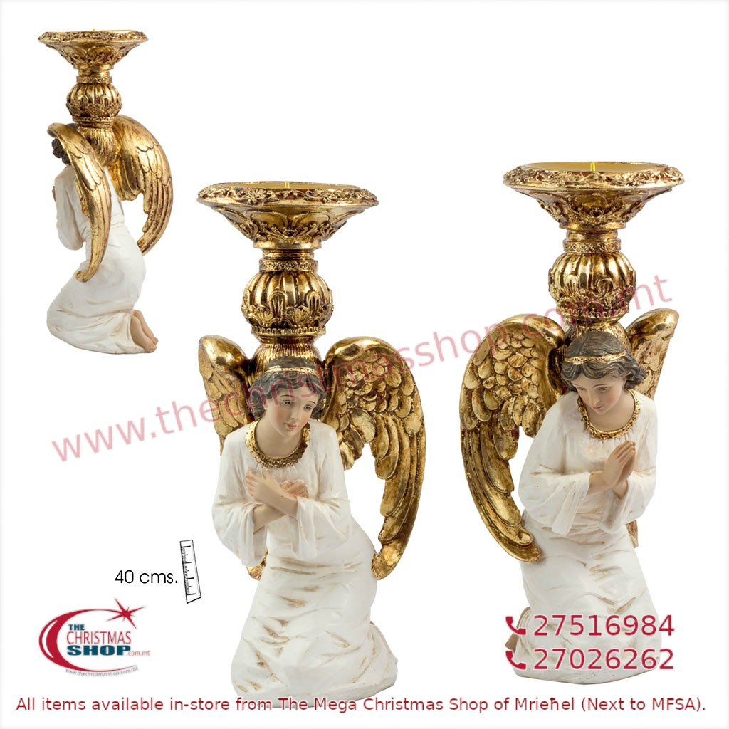 PAIR OF KNEELING ANGELS WITH CANDLE HOLDER. JA193401