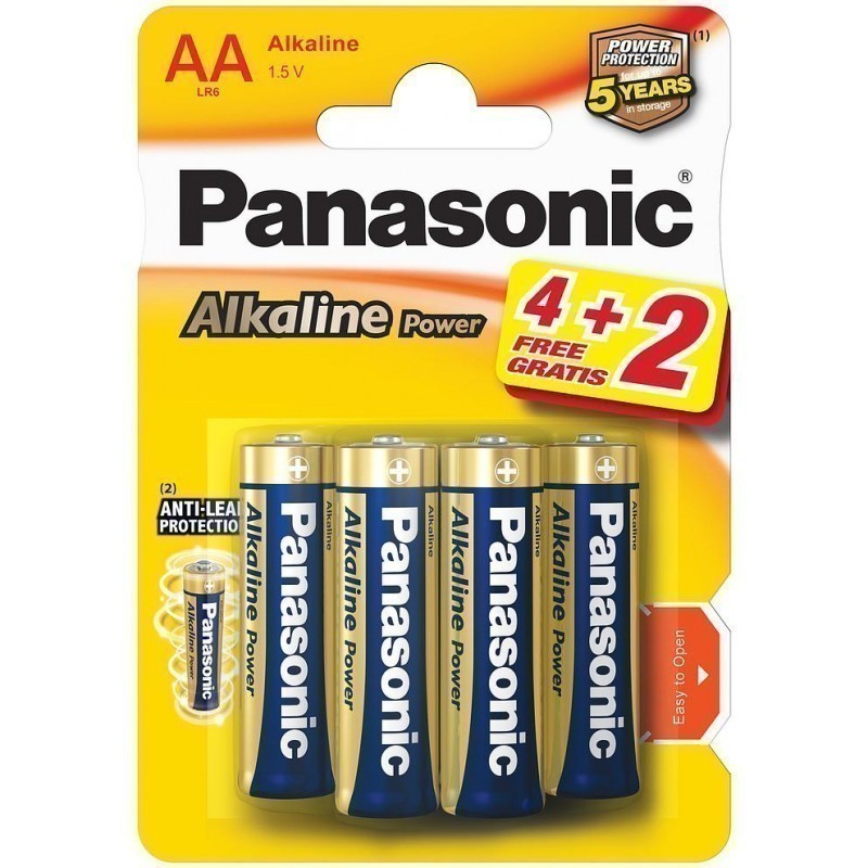 PANASONIC ALKALINE AA BATTERIES 4 PLUS 2 FREE. NEC040958 - FreeDelivery