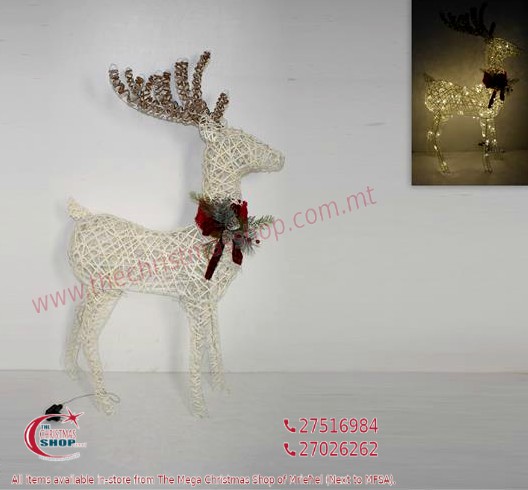 LARGE WHITE REINDEER WITH 70 LIGHTS FOR INDOOR AND OUTDOOR USE. DE831249