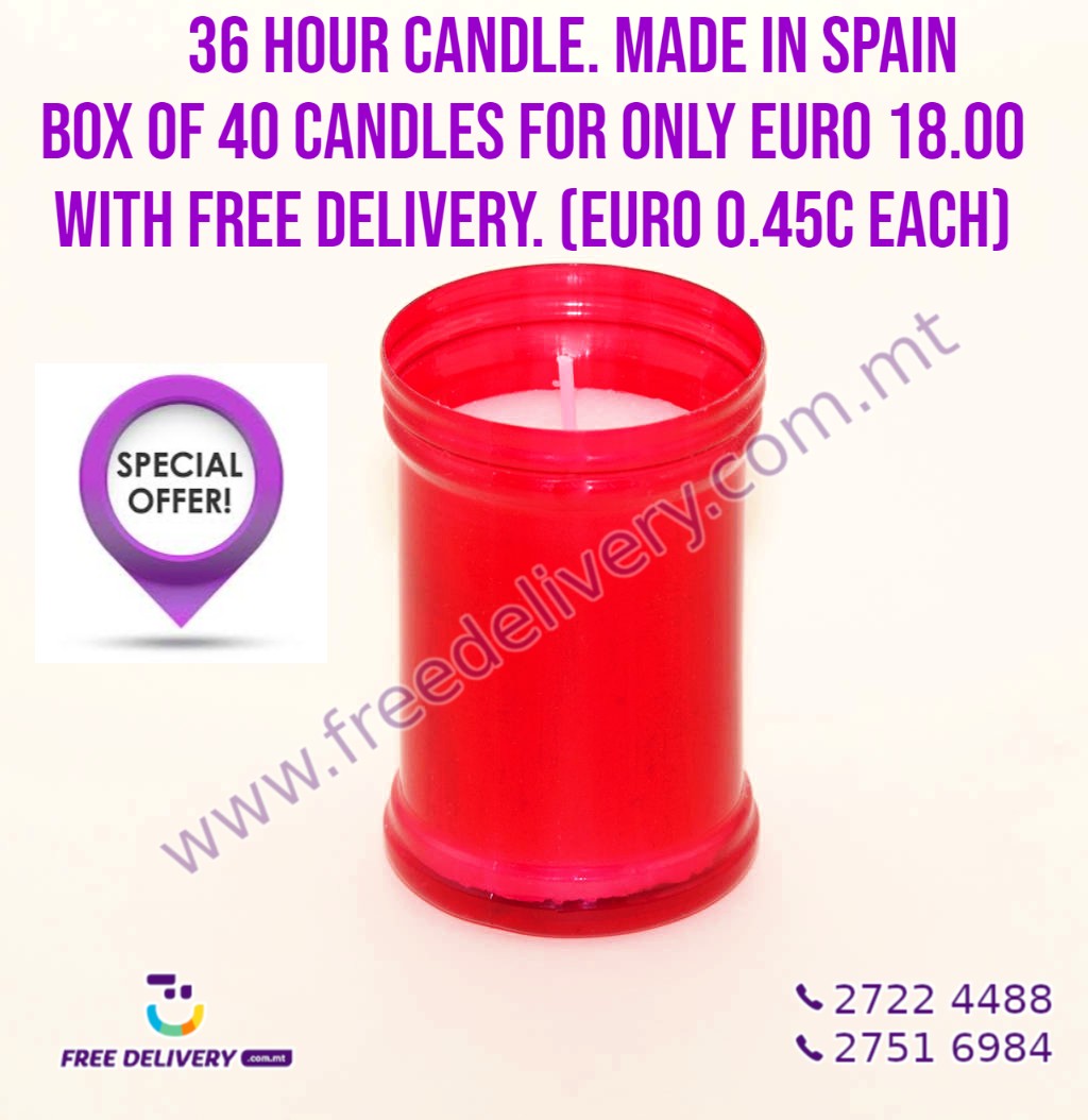 36 HOUR CANDLE. SPECIAL OFFER BOX OF 40 CANDLES.