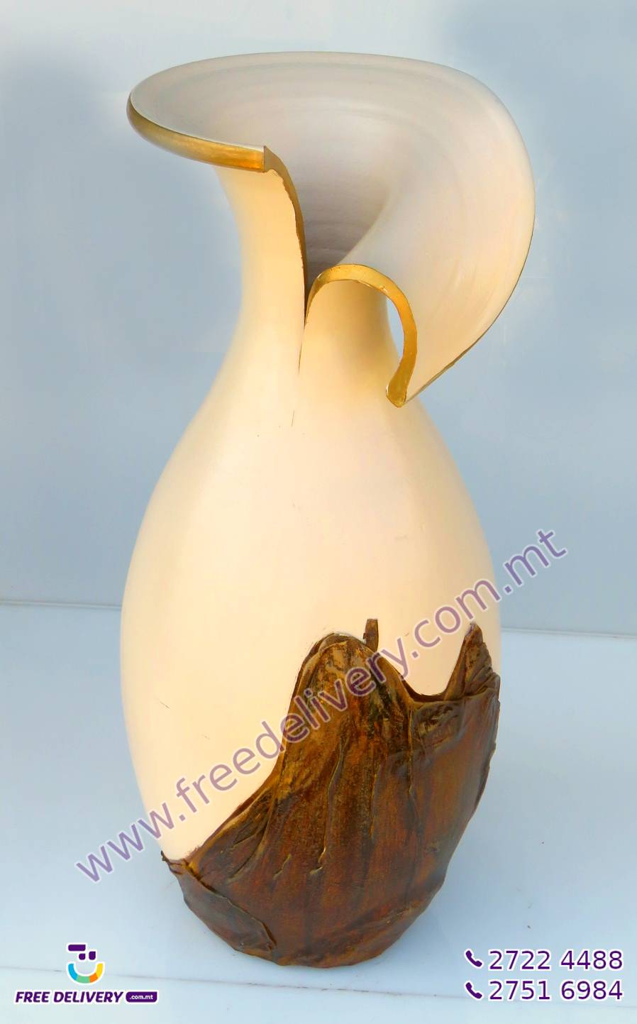 LARGE HAND MADE AND HAND PAINTED POTTERY VASE 70CM